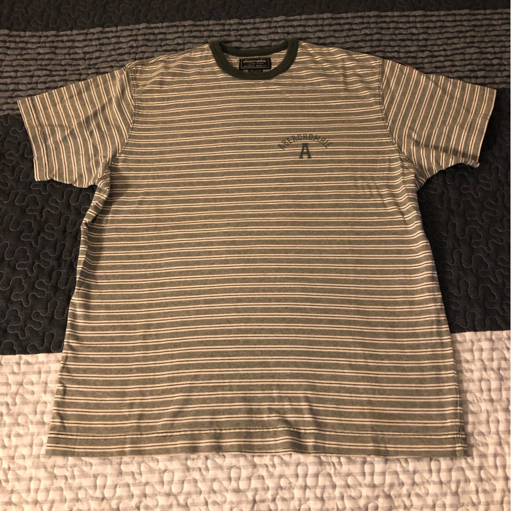 Abercrombie & Fitch Kids Striped Tee in Olive and Cream